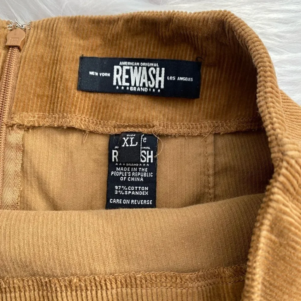 Rewash Corduroy Button Skirt Mustard Brown Youth XL